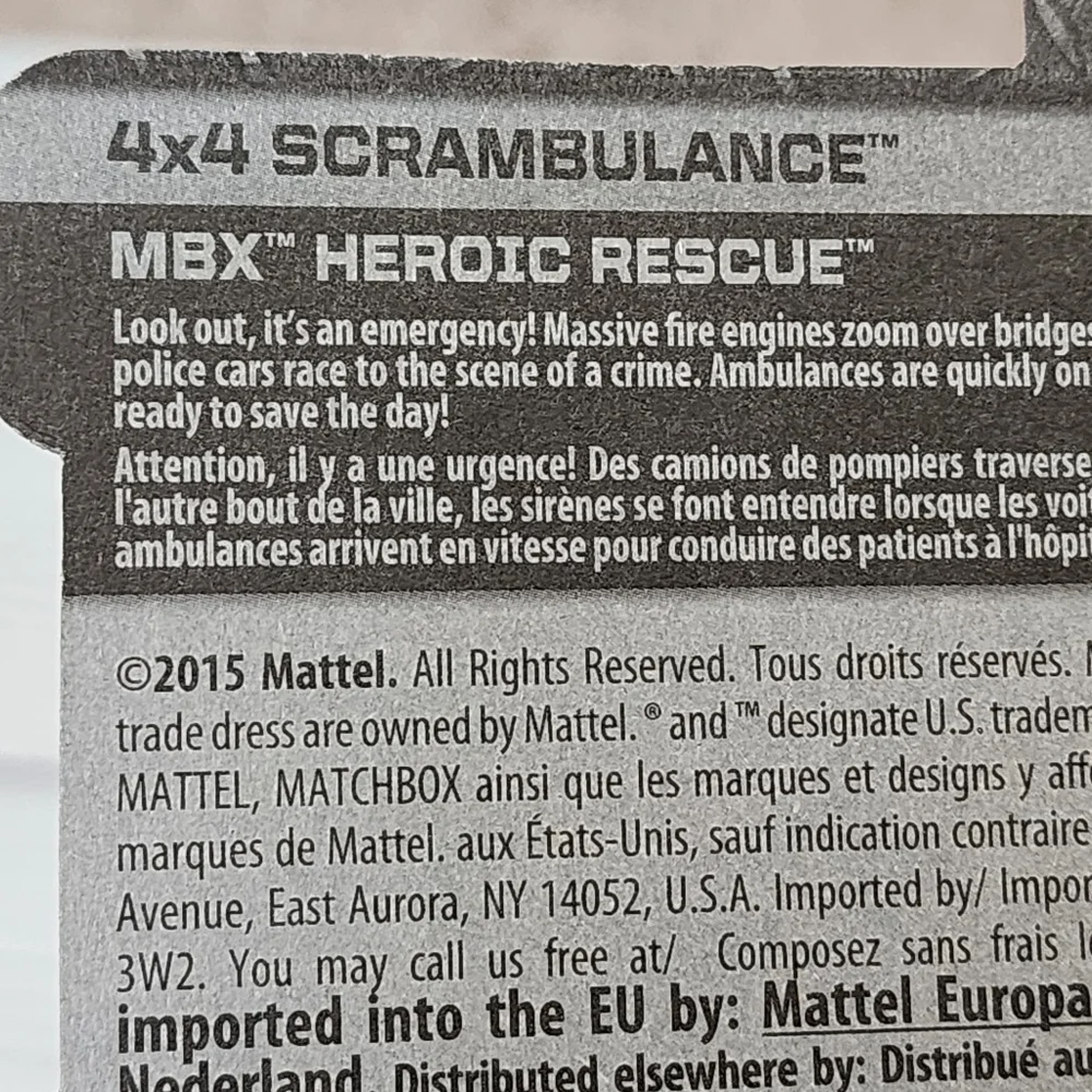Matchbox 4x4 Scrambulance-Red NWT
